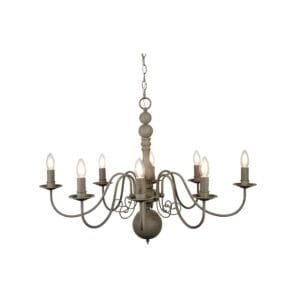 Ceiling Pendants - Searchlight Greythorne 8Lt Pendant Textured Grey Metal (2268-8GY)