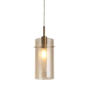 Ceiling Pendants - Searchlight Duo III Pendant Bronze Metal & Champagne Glass (2301CP)