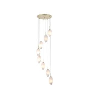 Ceiling Pendants - Searchlight Rocky 8Lt Multi Drop Pendant Satin Brass Metal & Glass (23147-8SB)