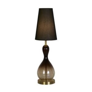 Table Lamps - Searchlight Marakesh 1Lt Table Lamp Satin Brass Metal Black Ombre Glass (23186BK)