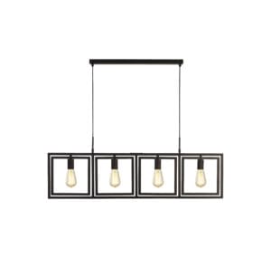 Ceiling Pendants - Searchlight Plaza 4Lt Pendant Matt Black Metal (23203-4BK)