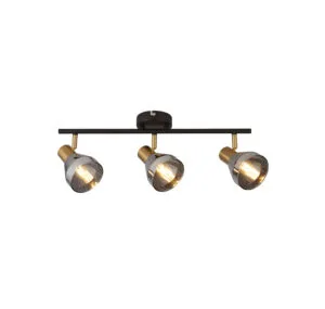 Spotlights - Searchlight Westminster 3Lt SpotBlack Satin Brass Metal & Smoked Glass (23801-3SM)