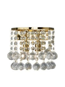 Wall Lighting - Searchlight Hanna 2Lt Wall Light Gold Metal & Clear Crystal (2402-2GO)