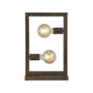 Table Lamps - Searchlight Oblong 2Lt Table Lamp Rustic Brown Metal (24101-2RU)