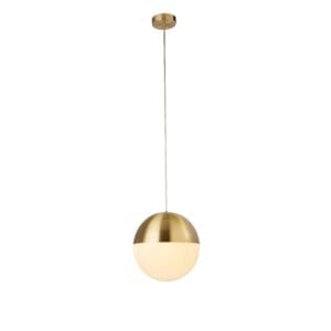 Ceiling Pendants - Searchlight Endor Pendant Satin Brass & Opal Glass (24181SB)