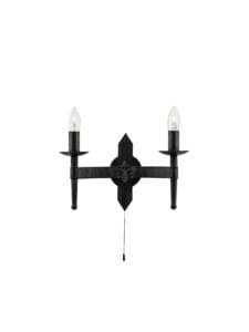 Wall Lighting - Searchlight Cartwheel II 2Lt Wall Light Black Wrought Iron (2422-2BK)