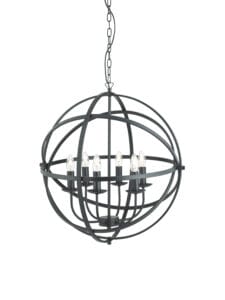 Ceiling Pendants - Searchlight Orbit 6Lt Pendant Black Metal (2476-6BK)