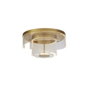Searchlight Deco LED Flush Gold Metal and Clear Acrylic