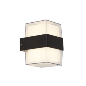 Wall Lighting - Searchlight Pittsburgh Outdoor Wall Light Black Metal & Opal (25122-2BK)