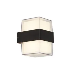 Wall Lighting - Searchlight Pittsburgh Outdoor Wall Light Black Metal & Opal (25122-2BK)