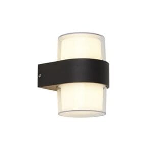 Wall Lighting - Searchlight Pittsburgh Outdoor Wall Light Black Metal & Opal (25123-2BK)