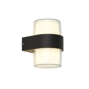 Wall Lighting - Searchlight Pittsburgh Outdoor Wall Light Black Metal & Opal (25123-2BK)