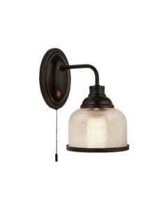 Wall Lighting - Searchlight Highworth Wall Light Matt Black MetalHolophane Style Glass (2671-1BK)