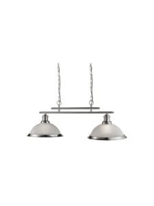 Ceiling Pendants - Searchlight Bistro 2Lt Bar Pendant Satin Silver Metal & Glass (2682-2SS)