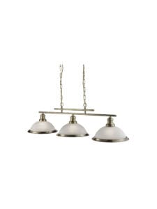 Ceiling Pendants - Searchlight Bistro 3Lt Bar Pendant Antique Brass Metal & Acid Glass (2683-3AB)