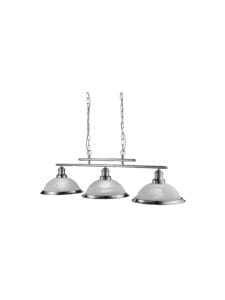 Ceiling Pendants - Searchlight Bistro 3Lt Bar Pendant Satin Silver Metal & Acid Glass (2683-3SS)