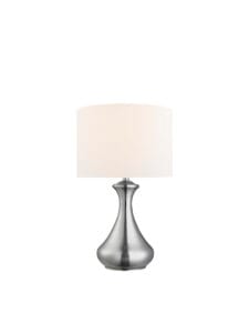 Table Lamps - Searchlight Touch Table Lamp Satin Silver Metal & Ivory Fabric Shade (2750SS)