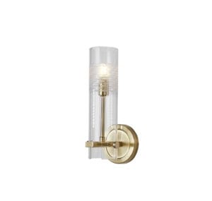 Bathroom Lighting - Searchlight Scope Bathroom Wall Light Satin Brass & Clear Etched Glass (27981SB)