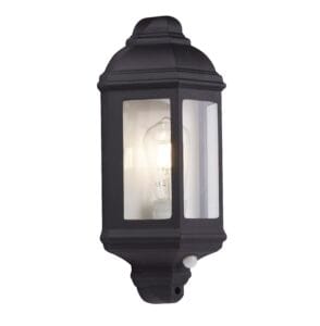 Searchlight Maine Outdoor Wall Light Black Metal & Clear Glass