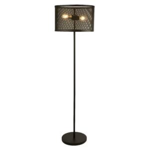 Floor Lamps - Searchlight Fishnet 2Lt Floor Lamp Matt Black Metal & Mesh Shade (2832-2BK)