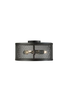 Searchlight Fishnet 3Lt Flush Matt Black Metal & Mesh Shade