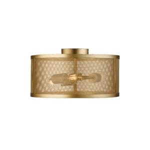 Searchlight Fishnet 3Lt Flush Matt Gold Metal & Mesh Shade