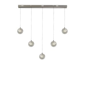 Ceiling Pendants - Searchlight Quartz 5Lt Bar Ceiling Pendant Chrome & Bubble Glass (28702-5CC)