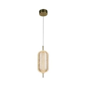 Ceiling Pendants - Searchlight Capsule LED Pendant Satin Brass Metal and Acrylic Shade (28803SB)