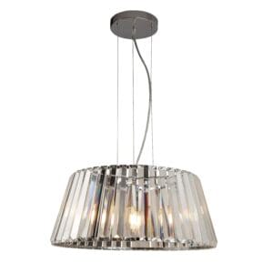 Ceiling Pendants - Searchlight Tiara 5Lt Pendant to SemiFlush Chrome Metal & Clear Glass (2895-5CC)