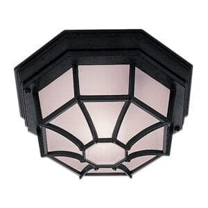 Wall Lighting - Searchlight Vermont Outdoor Wall/Ceiling Light Black Metal & Glass (2942BK)