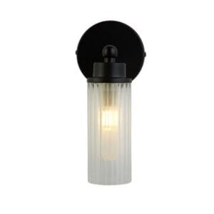 Wall Lighting - Searchlight Imperial 1Lt Wall Light Matt Black Metal & Clear Ribbed Gla (29981BK)