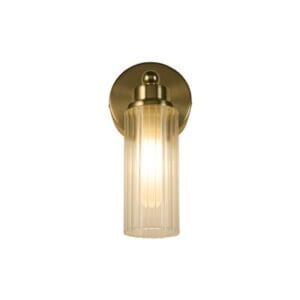 Wall Lighting - Searchlight Imperial 1Lt Wall Light Satin Brass Metal & Clear Ribbed Gl (29981SB)