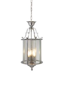 Ceiling Pendants - Searchlight Bevelled Lantern 3Lt Pendant Chrome Metal & Clear Glass (3003-10CC)