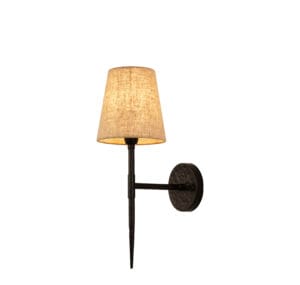 Wall Lighting - Searchlight Gothic Wall Light Hammered Black Metal & Natural Linen (30690-1BK)