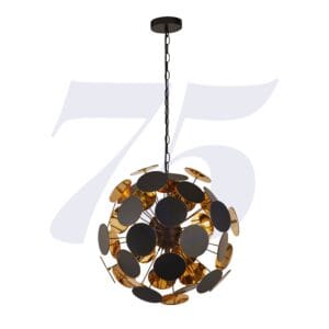 Ceiling Pendants - Searchlight Discus 4Lt Pendant Black Metal Black & Gold PC Discs (3074-4BG)