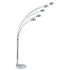 Floor Lamps - Searchlight Giraffe 5Lt Floor Lamp Chrome Metal & White Marble Base (3085-5CC)