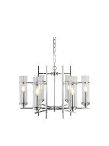 Ceiling Pendants - Searchlight Milo 6Lt Pendant Chrome Metal & Glass (3096-6CC)