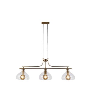 Ceiling Pendants - Searchlight Margarita 3Lt Bar Pendant Brass Metal & Clear Glass (31031-3PB)