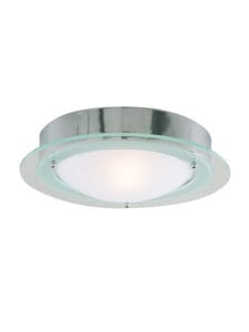 Searchlight Belfast Flush Chrome Metal & Clear Acid Glass