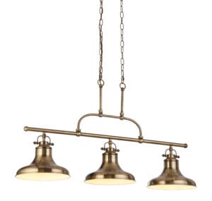 Ceiling Pendants - Searchlight Dallas 3Lt Bar Pendant Antique Brass Metal (3193-3AB)