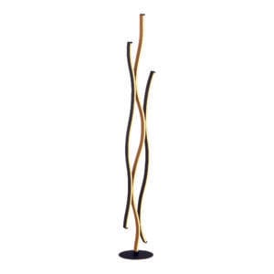 Floor Lamps - Searchlight Bloom Floor Lamp Black Metal & Wood Effect (32102-1BK)