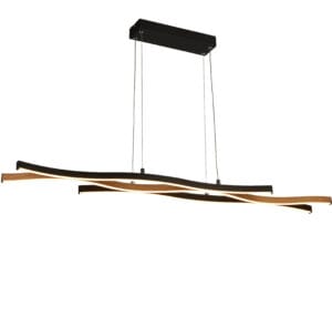 Ceiling Pendants - Searchlight Bloom Pendant Black Metal & Wood Effect (32104-1BK)