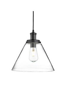 Ceiling Pendants - Searchlight Pyramid Pendant Black Metal & Glass (3228BK)