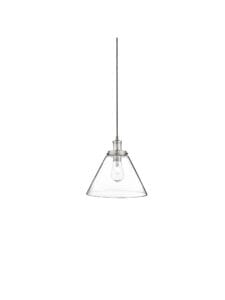 Ceiling Pendants - Searchlight Pyramid Pendant Satin Silver Metal & Glass (3228SS)