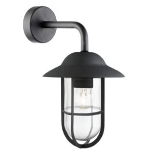 Wall Lighting - Searchlight Toronto Outdoor Wall Light Black Metal & Clear Glass (3291BK)