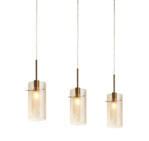 Ceiling Pendants - Searchlight Duo III 3Lt Bar Pendant Bronze Metal & Champagne Glass (3303-3CP)