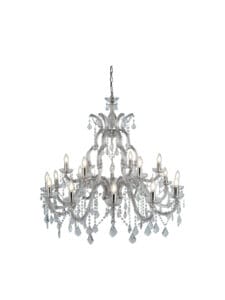 Ceiling Pendants - Searchlight Marie Therese 18Lt Chandelier Chrome Metal & Clear Crystal (3314-18)