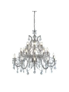 Ceiling Pendants - Searchlight Marie Therese 30Lt Chandelier Chrome Metal & Clear Crystal (3314-30)