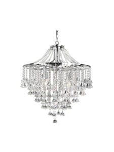 Ceiling Pendants - Searchlight Dorchester 5Lt Pendant Chrome Metal & Clear Crystal (3495-5CC)