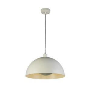 Ceiling Pendants - Searchlight Mars 1LT Pendant Matt Cream Metal & Cream Inner 25cm (35410CR)